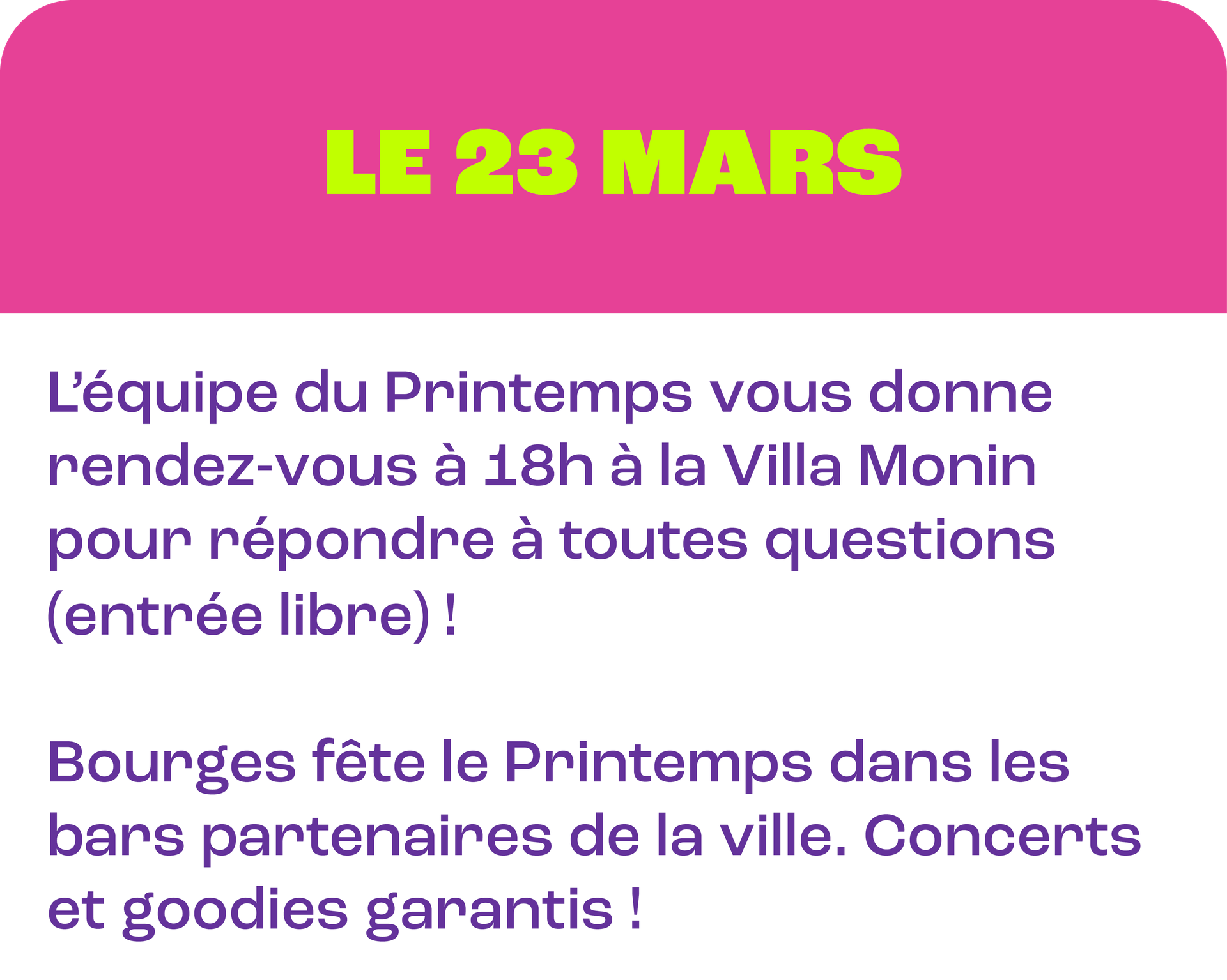 Programme du 23 mars