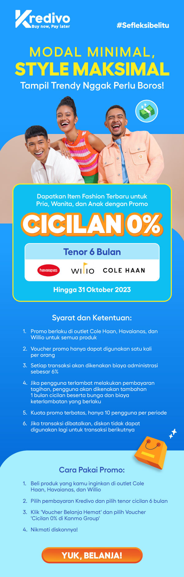 Cicilan 0% - Havaianas, Wilio, Cole Haan