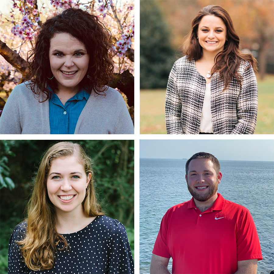 Headshots of Caroline Lewallen, Anna Strickland, Kelly Tims and Cory Yarbrough