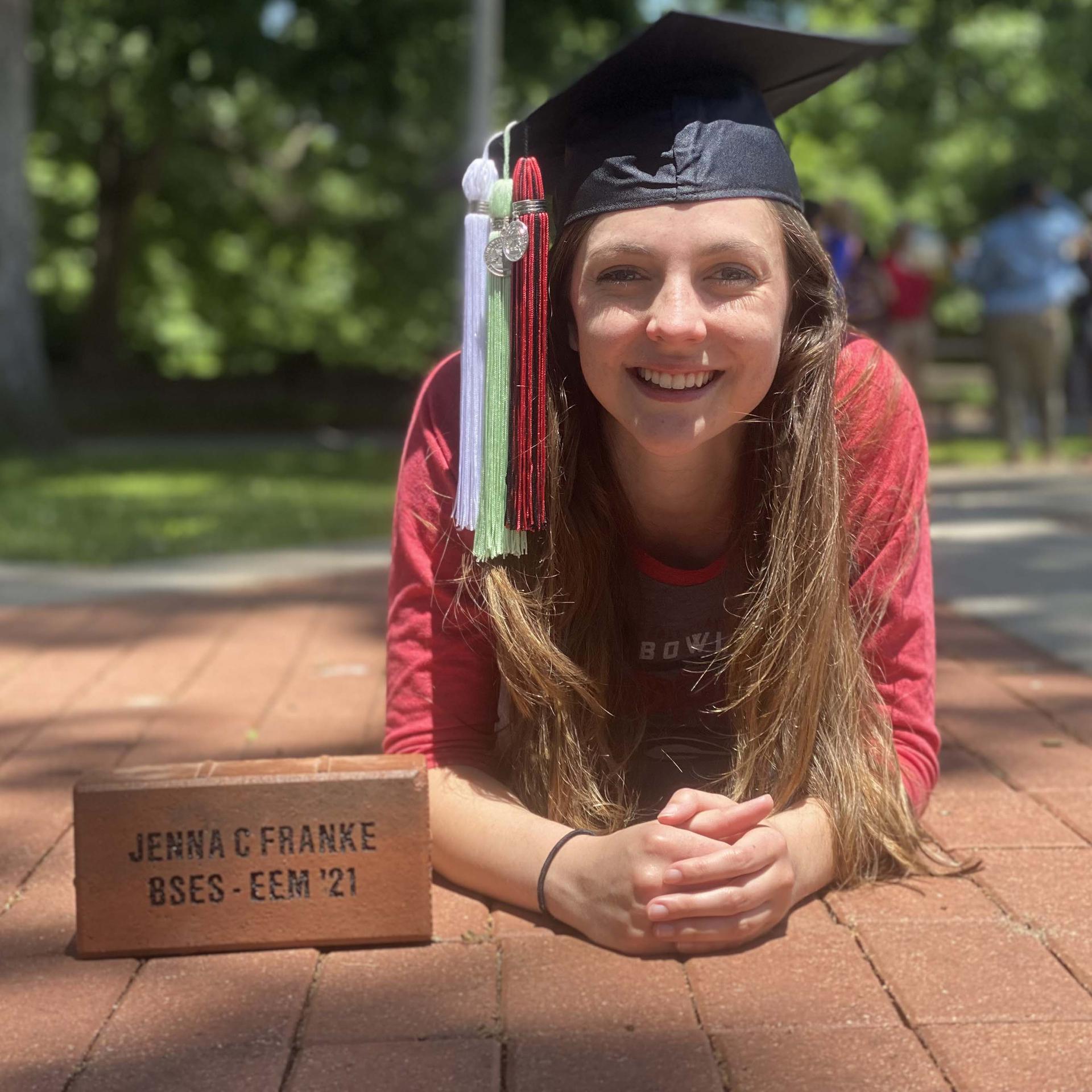 Jenna Franke with her brick