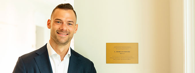 Morgan Moore and his plaque at Terry