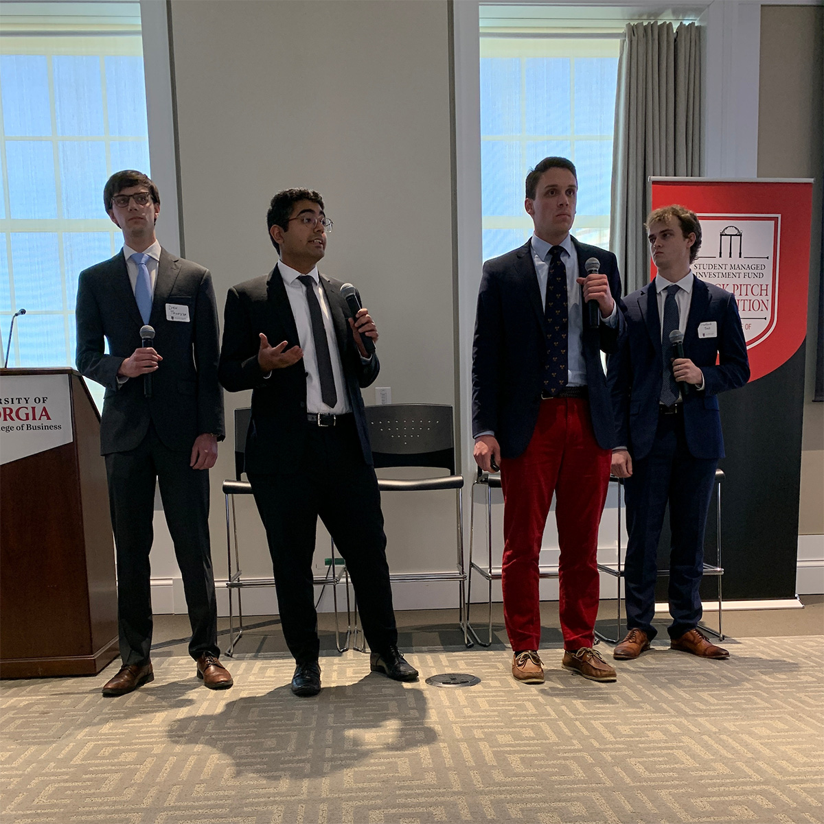 Students from Washington and Lee University pitch at the UGA Stock Pitch Competition