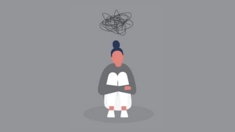 Illustration of depressed teen