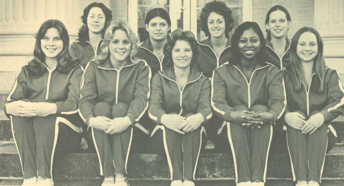 Jackie Mattison with her gymnastics team in 1976.